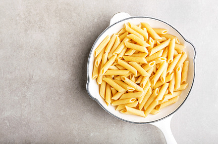Cooked ready italian penne in white containing penne, pasta, and cooked, a Food & Drink Photo by Valeria Art