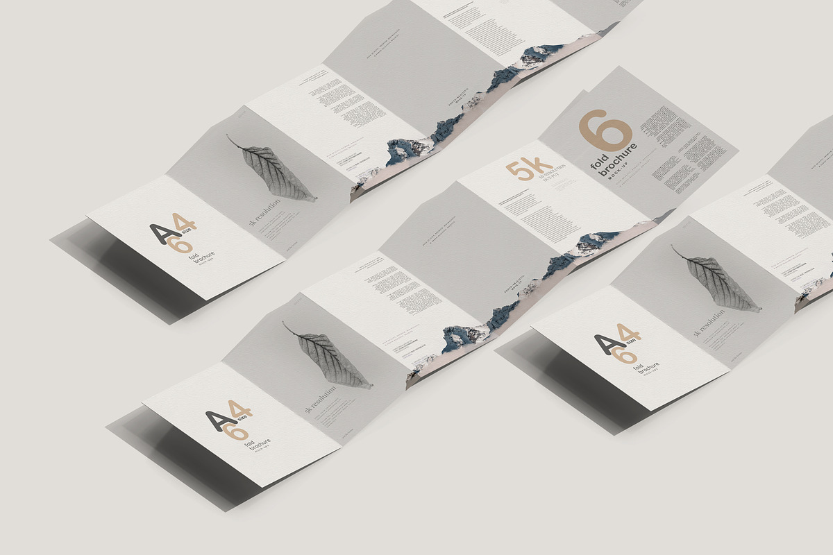A4 Size Six Fold Brochure Mockup, a Print Template by pmvch (Photo 12 of 20)