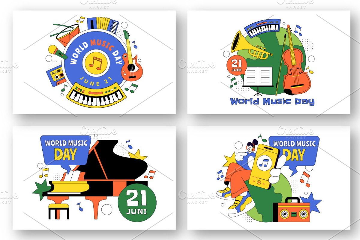 10 World Music Day Illustration, a Person Illustration by denayunebgt (Photo 2 of 4)