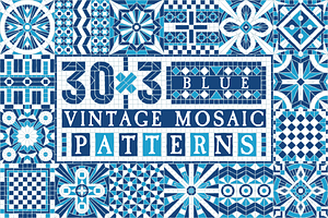 30x3 VINTAGE MOSAIC PATTERNS (BLUE)