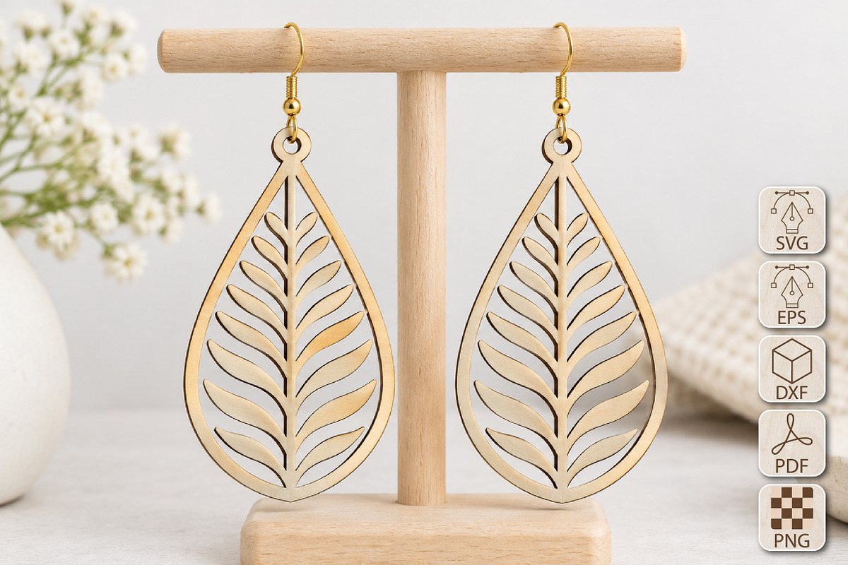 Leaf Earrings Laser Cut SVG, an Object Graphic by Canvas Craft (Photo 1 of 3)