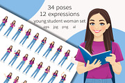 Young student woman big bundle, an Education Illustration by Volha Hlinskaya (Thumbnail 1 of 6)