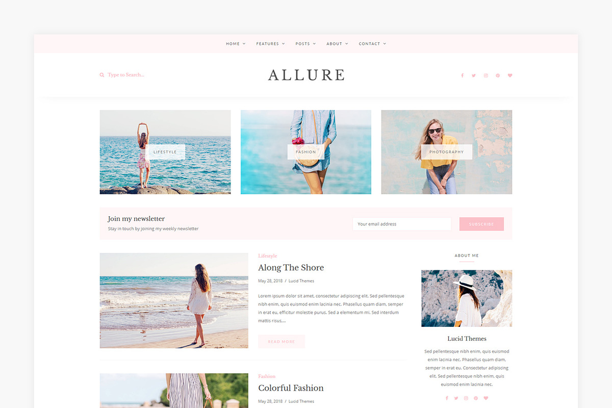 Allure - WordPress Blog Theme, a WordPress Template by Lucid Themes (Photo 3 of 7)