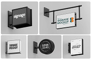 Wall Mounted Signboard Mockup Set, an Advertising Mockup by RamStudio2 (Thumbnail 1 of 13)