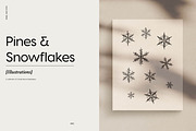 Pines and Snowflakes Line Drawings, an Illustration by Whimsy Works (Thumbnail 1 of 2)