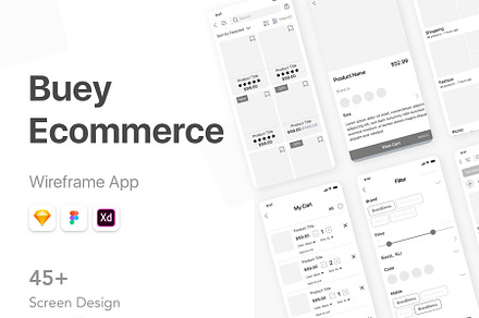 Buey E-commerce app Wireframe Kit