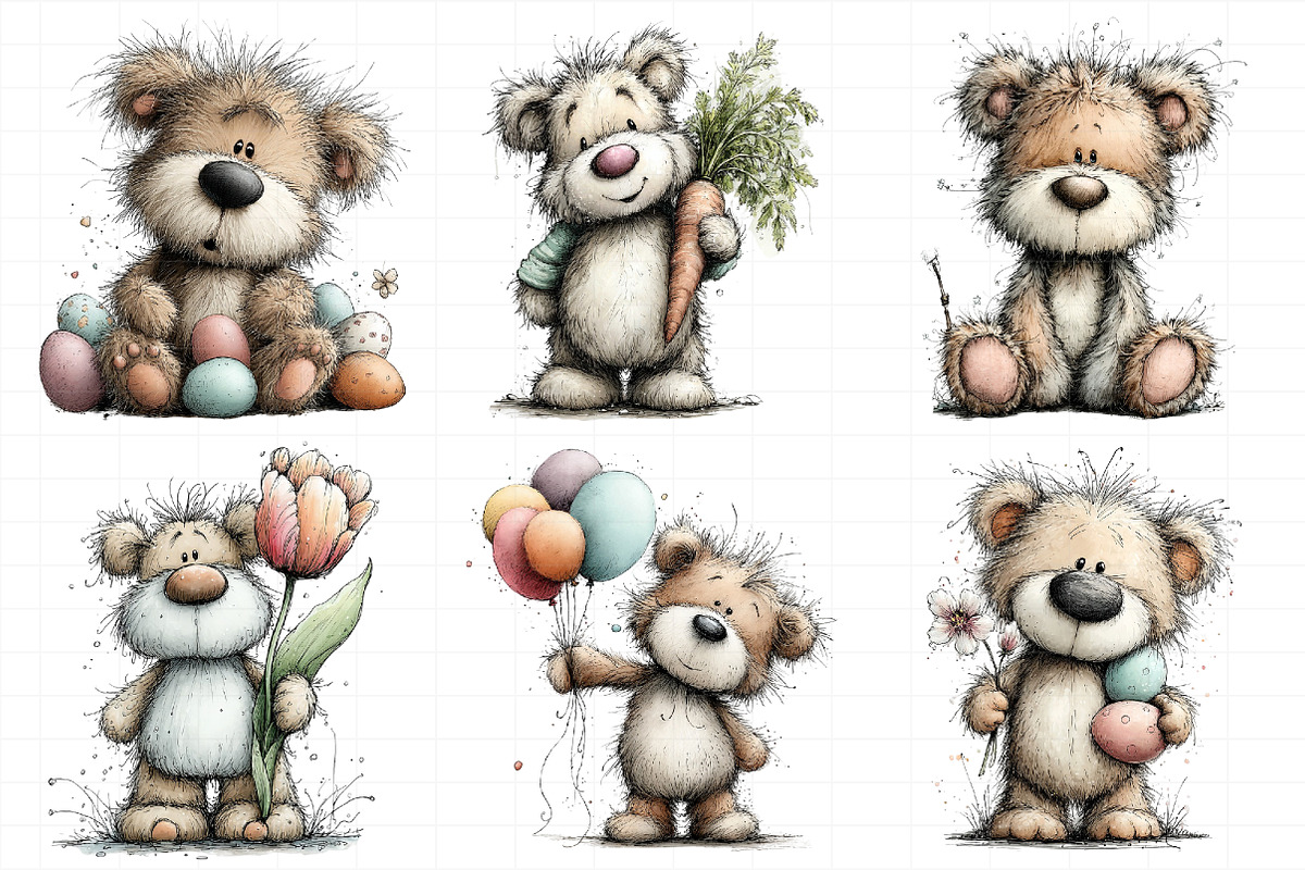 Whimsical Easter Teddy Bear Clipart, an Illustration by Daily.Designs (Photo 5 of 8)