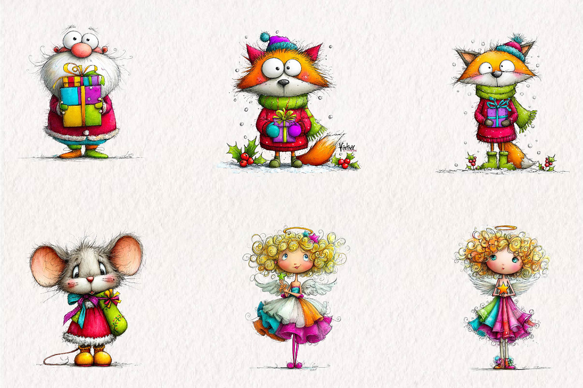 Whimsical Christmas Characters, a Seasonal Illustration by CreationArt (Photo 2 of 7)