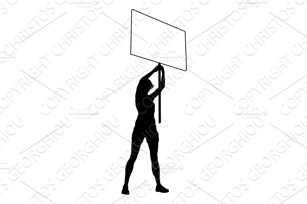 Protest Rally March Picket Sign, a Person Illustration by Christos Georghiou