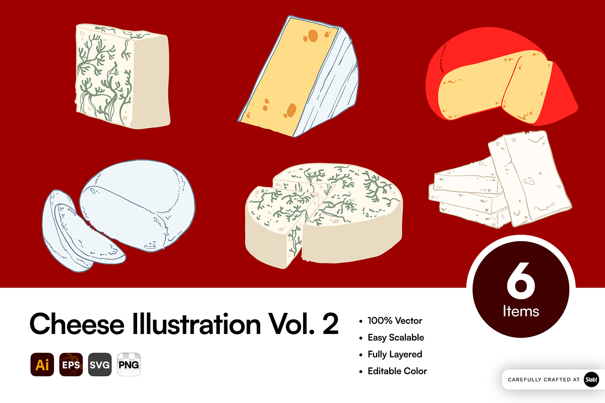 Cheese Vector Illustration Pack, an Object Graphic by SLAB! Design