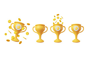 Set of 3d gold trophy cups. Winner, a Finance Illustration by Abscent