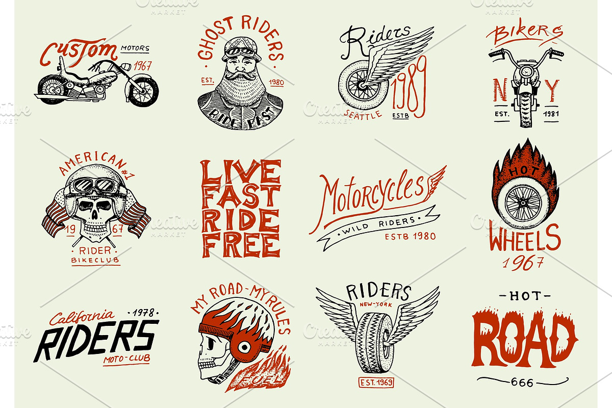 Motorcycles and biker logo, an Illustration by Arthur Balitskiy