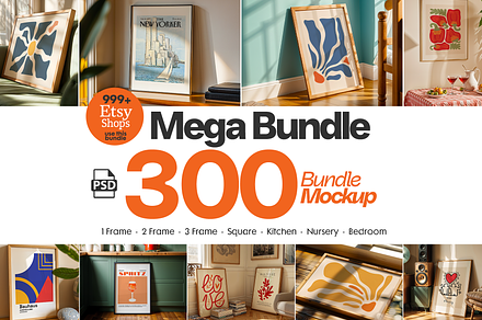 300+ Frames Mockup PSD Bundle Set