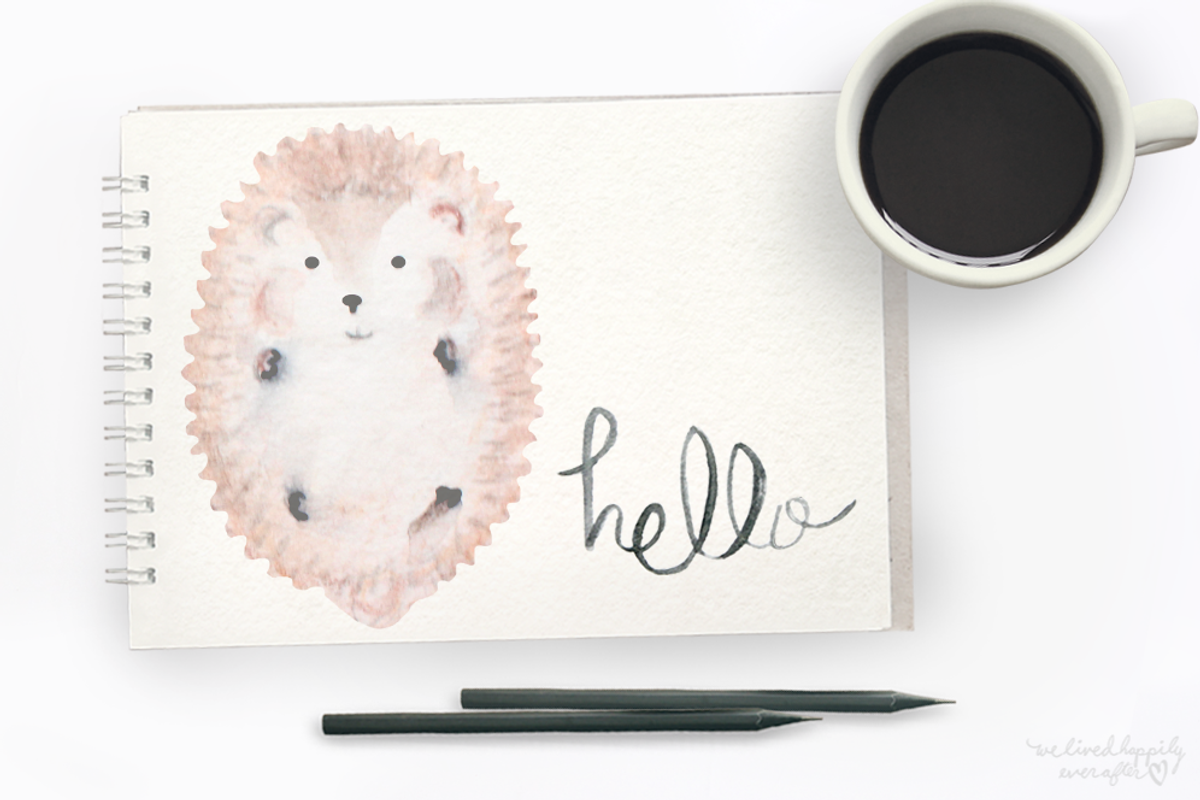Watercolor Hedgehog Digital Graphics, an Animal Illustration by WeLivedHappilyEverAfter (Photo 1 of 4)
