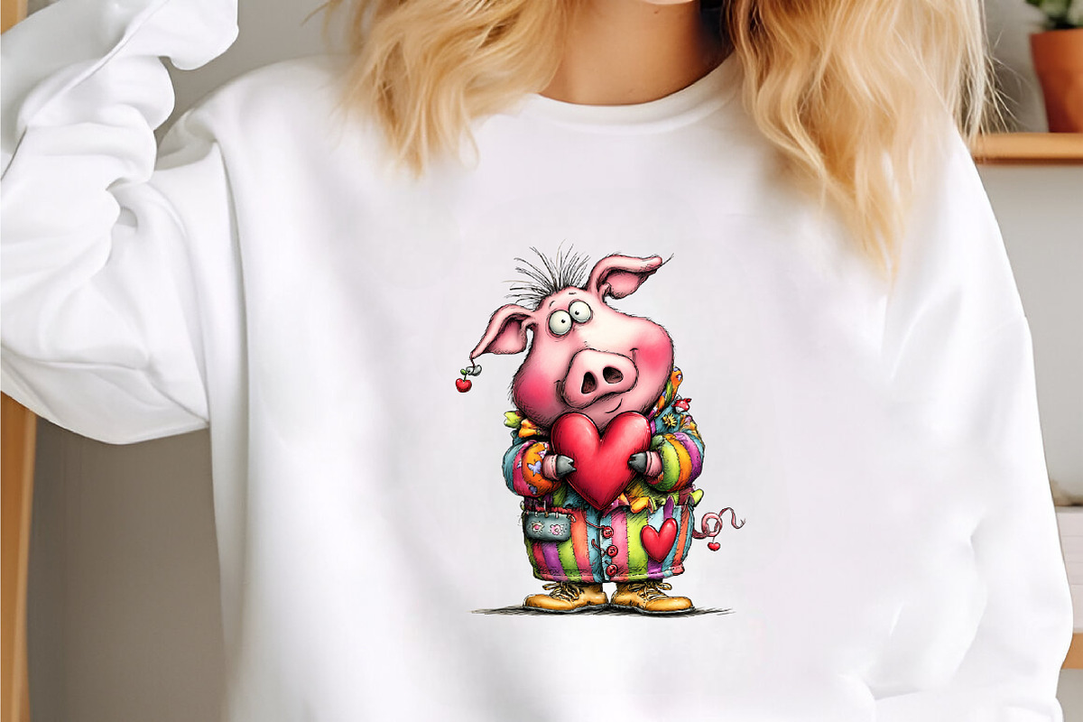 Quirky Valentine Pig Clipart, an Illustration by designcity5 (Photo 3 of 5)