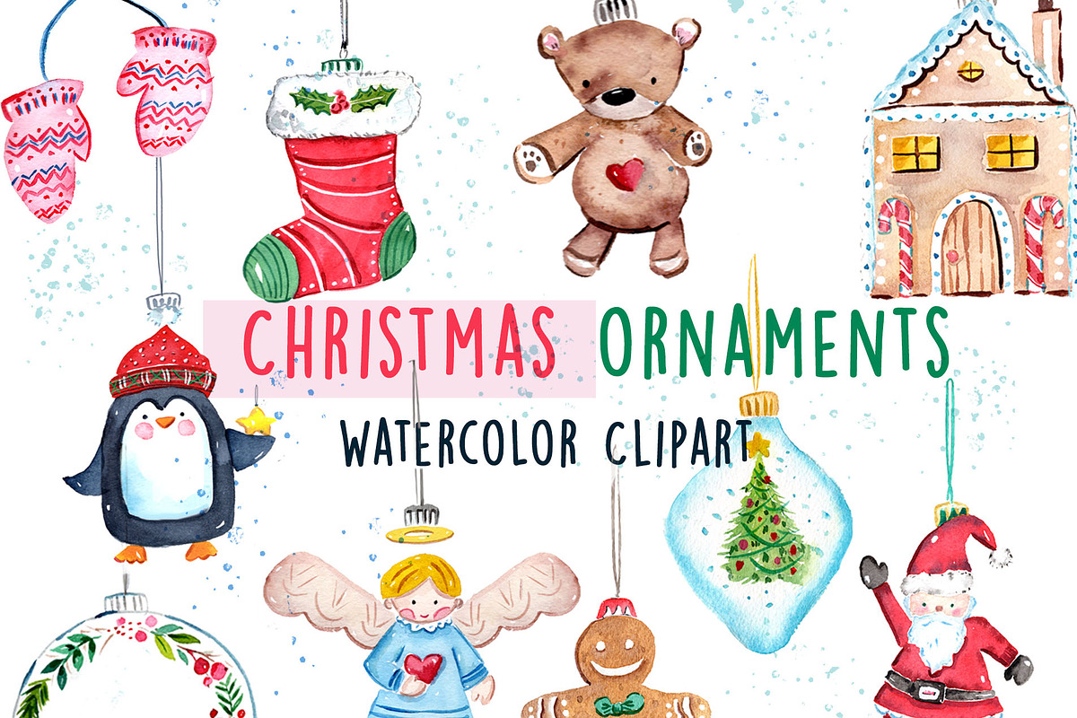 Watercolor Christmas Ornaments, an Animal Illustration by Inksnthings (Photo 1 of 4)