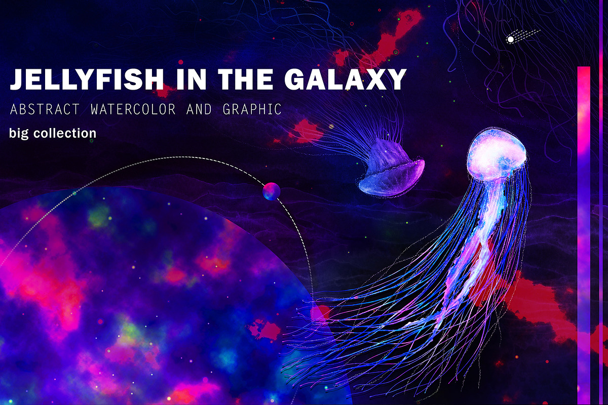 Jellyfish in the Galaxy Abstract set, a Texture Illustration by white angel arts (Photo 1 of 16)