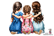 Three Girls Hugging PNG Bundle, a Graphic by Clipart Bloom (Thumbnail 9 of 11)