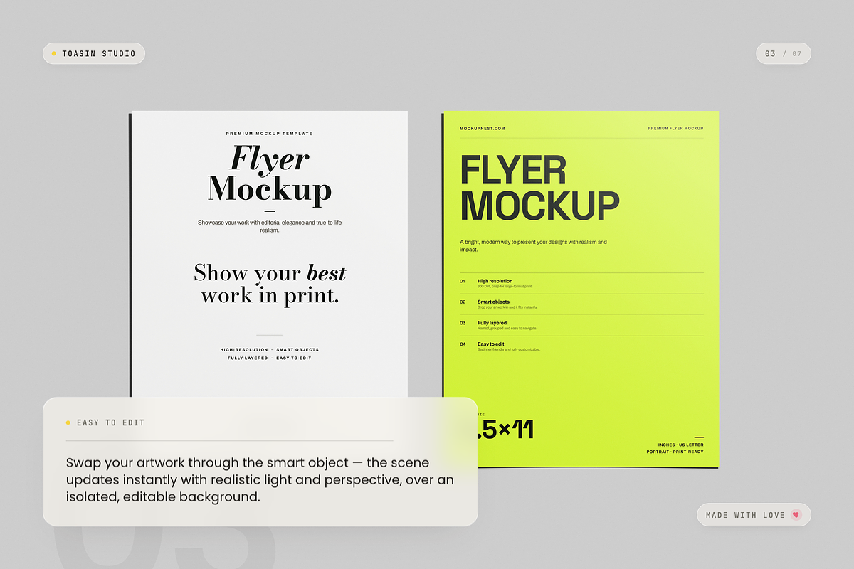 US Letter Flyer Mockup, an Advertising Mockup by Toasin Studio (Photo 3 of 7)
