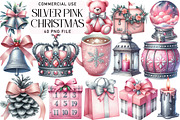 Silver Pink Christmas Clipart, an Illustration by Daily.Designs (Thumbnail 1 of 5)