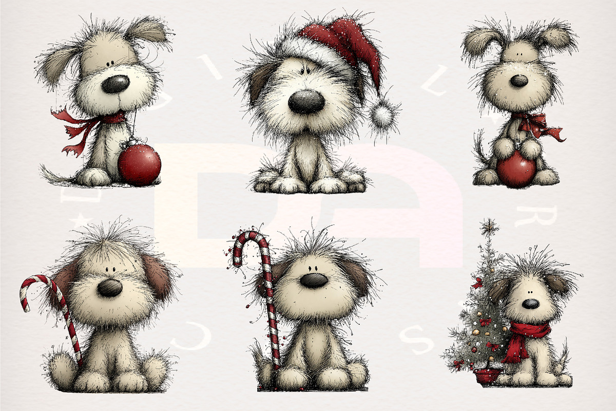 Whimsical Christmas Fluffy Dogs PNG, a Transportation Illustration by Digital Artistic99 (Photo 3 of 7)
