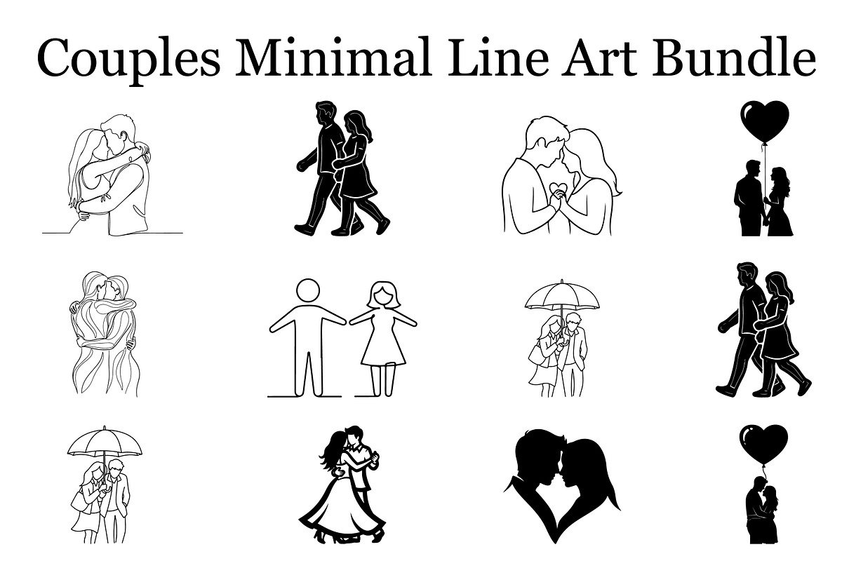Couples Outline Illustration Set, a Graphic by hafijul (Photo 3 of 3)