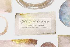 Gold Touched Watercolor Shapes