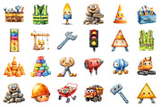 Cute Construction Vehicles Clipart, an Illustration by SinaCreation (Thumbnail 2 of 5)