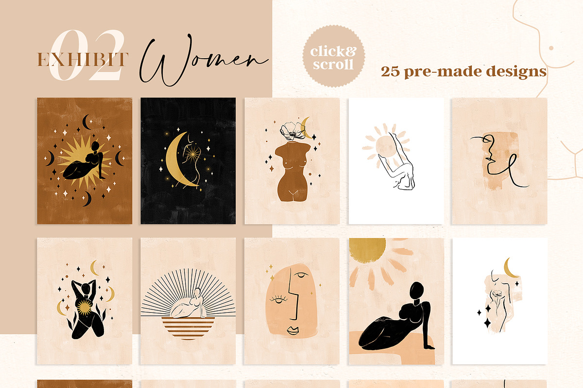 Poster Bundle Mystical Women Modern, a Decorative Illustration by Kaya Fonts (Photo 4 of 23)