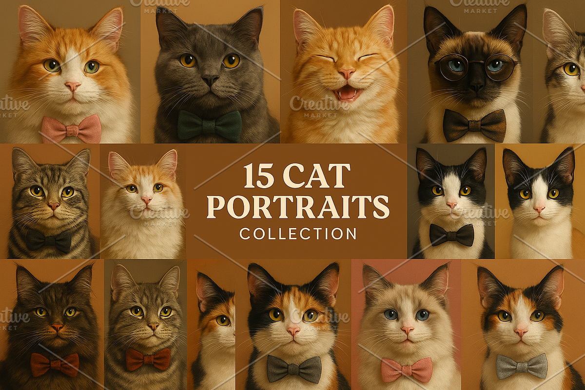 15 Cat Portraits Collection, an Animal Photo by TheSimpleCreator (Photo 1 of 12)
