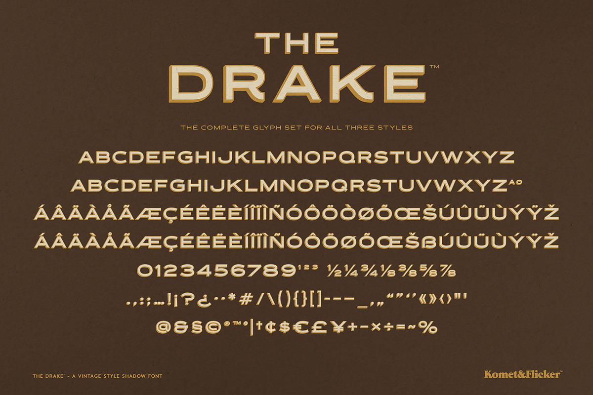 The Drake - A Vintage Shadow Font, a Sans Serif Font by Komet & Flicker (Photo 14 of 14)