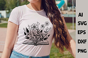24 Floral Book SVG, Book with Flower, a Decorative Illustration by FancyDesignStudio (Thumbnail 6 of 9)