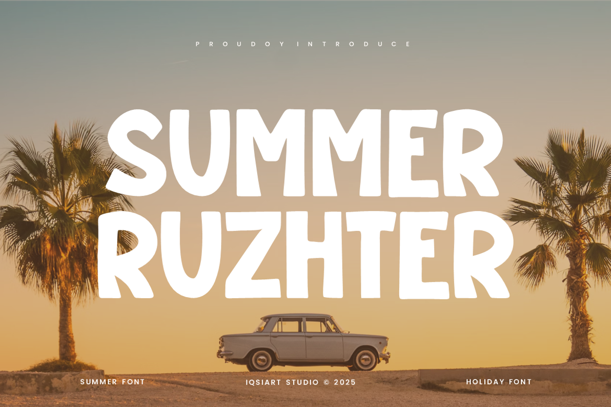 Summer Ruzhter Font, a Sans Serif Font by Iqsiart Studio (Photo 1 of 6)