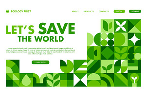 Ecology themed landing page, a Seasonal Illustration by Vector Tradition