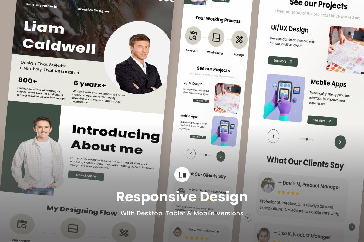 Liam - Portfolio Landing Page, a Landing Page Template by twinstd (Photo 3 of 5)