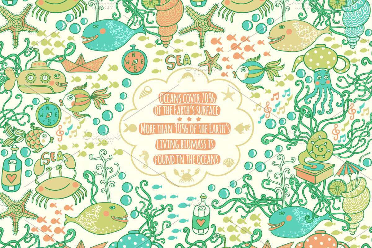 Pattern with underwater life