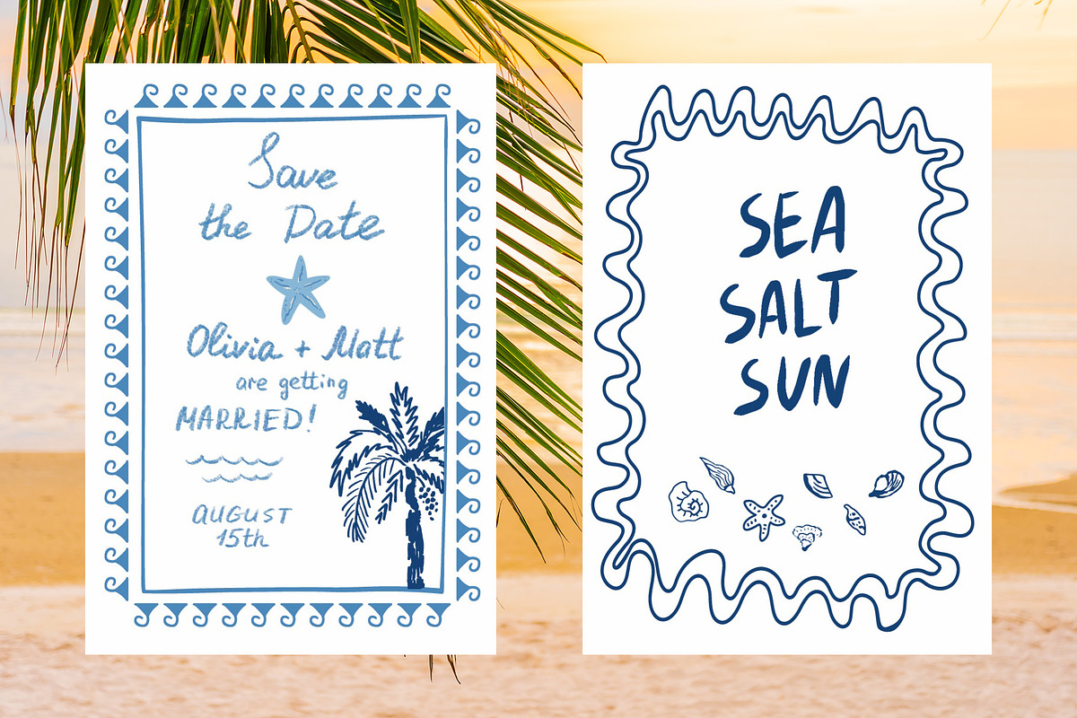 Blue coastal line art, sea clipart, an Object Graphic by Tani Kuzminka (Photo 13 of 13)