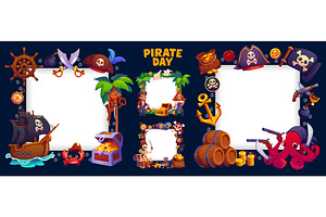 Kid pirate day photo frames, a Decorative Illustration by Vector Tradition