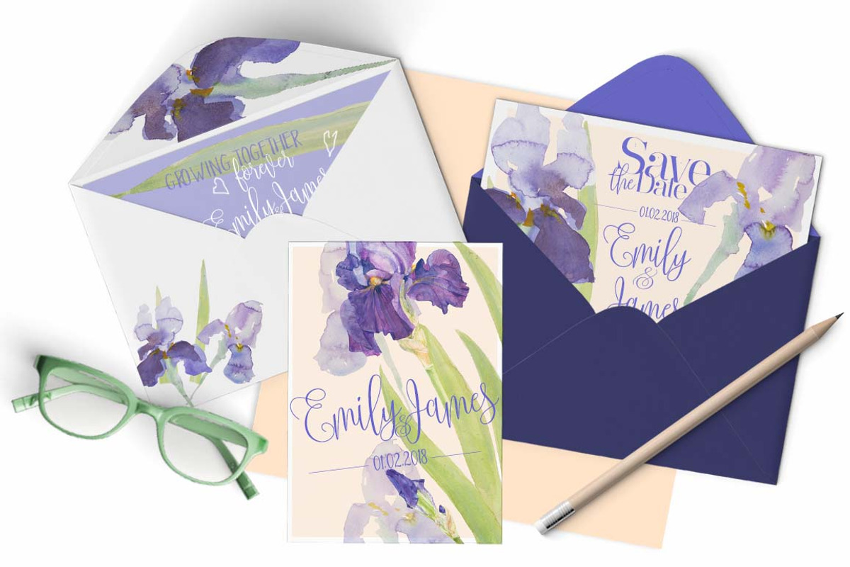 BLUE IRIS - watercolor clipart set, an Illustration by watercolorwild.graphics (Photo 2 of 7)