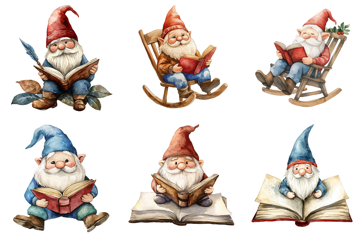 Books Gnome Clipart, an Illustration by Design Market (Photo 3 of 4)
