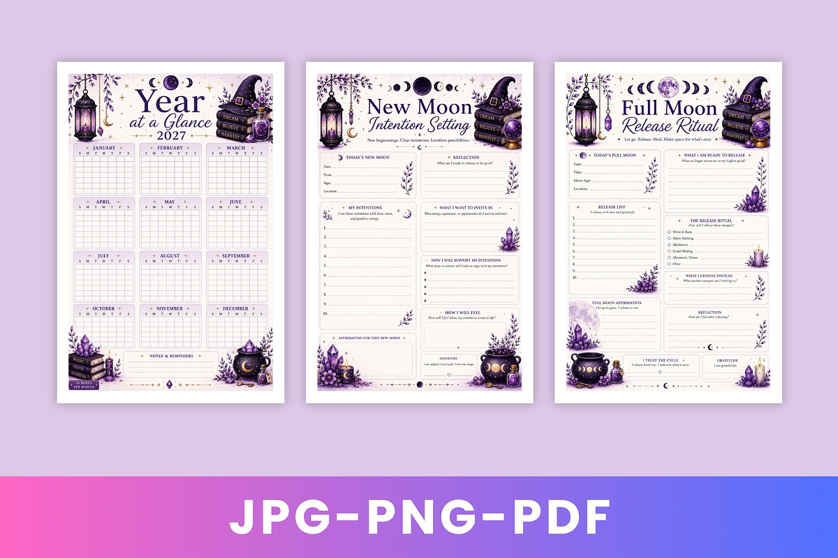 2027 Mystic Witch Planner & Workbook, a Stationery Template by Designmela01 (Photo 2 of 6)