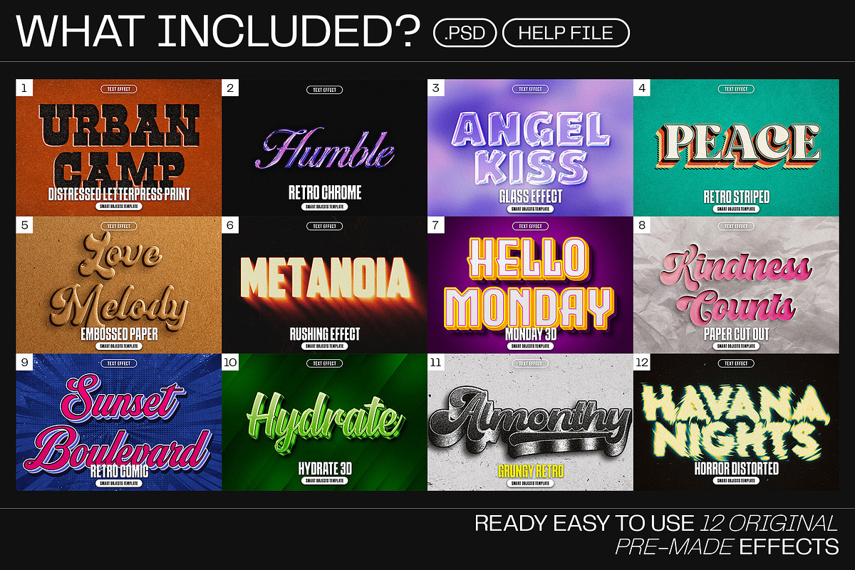 12 Text Effect Templates, a Layer Style Add-On by iDoodle Studio (Photo 2 of 6)