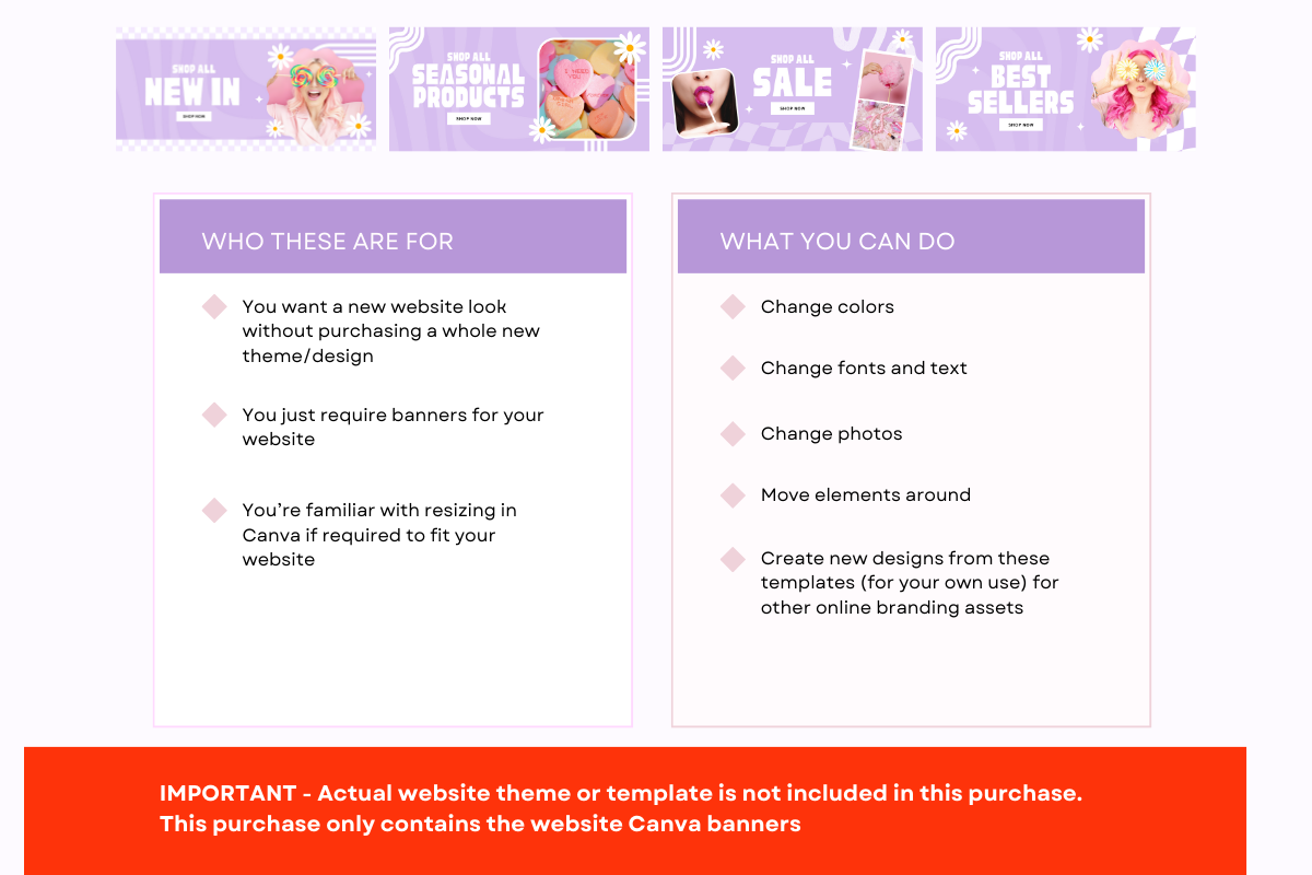 Purple Shopify Website Banners, a Shopify Template by Template Twist Shop (Photo 3 of 5)