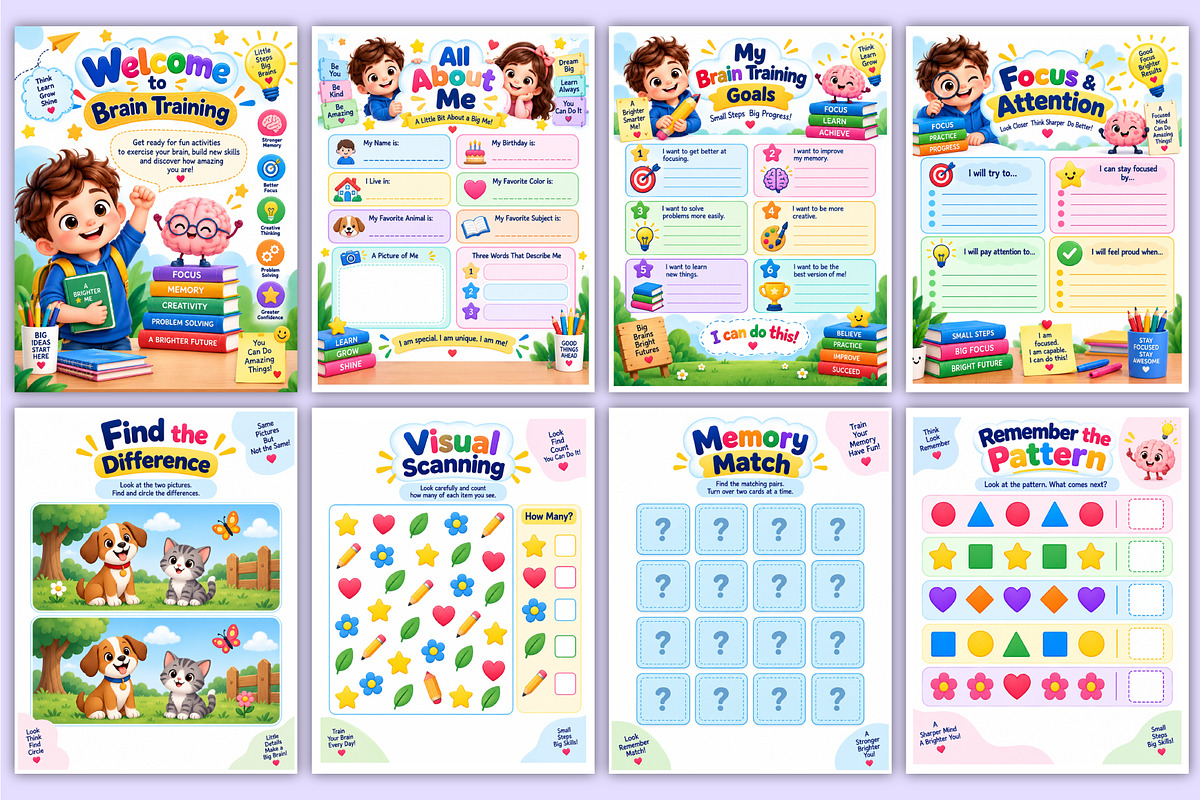 Children’s Brain Training Book | Kdp, a Stationery Template by Mustafiz (Photo 2 of 4)