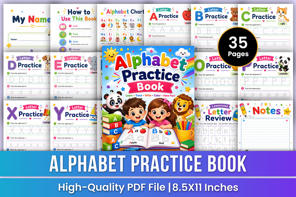 Alphabet Practice Book | Letter, a Stationery Template by Mustafiz (Photo 1 of 4)
