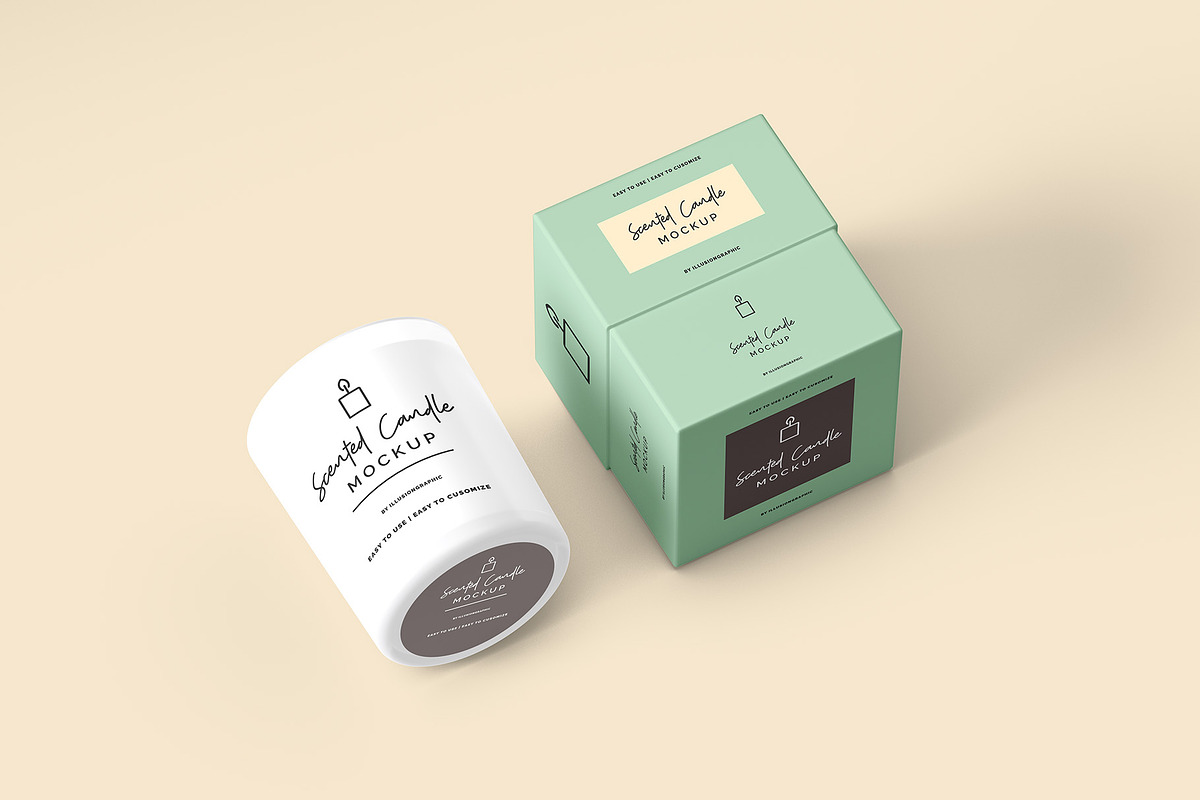 Scented Candle & Box Mockups, a Packaging Mockup by Illusiongraphic (Photo 8 of 15)