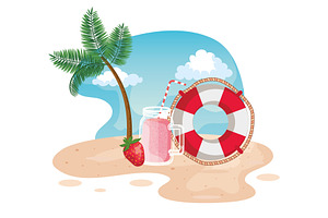 Palm Tree With Strawberry Smoothie