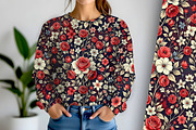 Red White and Blue Floral Background, a Decorative Illustration by Sharon Schwalbe (Thumbnail 3 of 6)