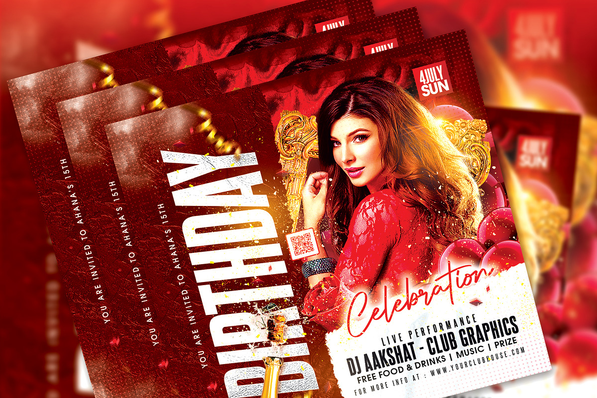 Birthday Flyer Template, a Templates & Theme by MithilaCreation (Photo 5 of 6)