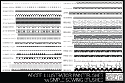 33 Simple Sewing Brushes-Illustrator, a Brush Add-On by Pickover Designs (Thumbnail 2 of 3)